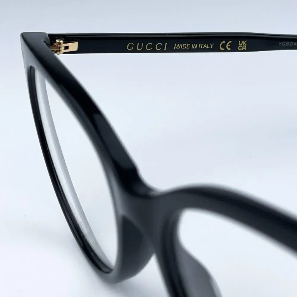 NEW Gucci GG0093O 001 Black Oval Logo Women Eyeglasses